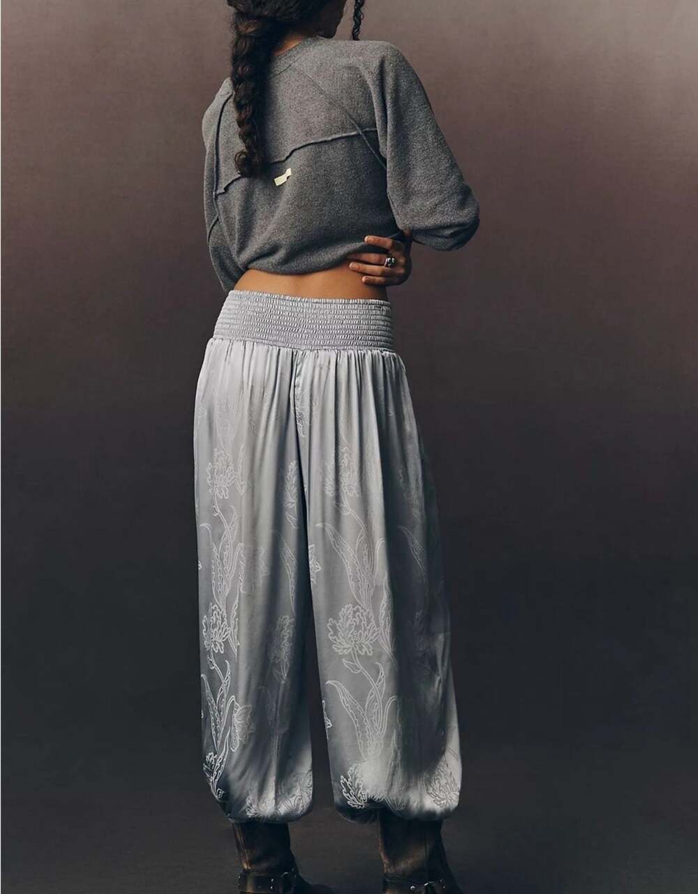 NWT Anthropologie Misty Blue Jacquard Balloon Pants, Side Pockets, Size Large - Picture 2 of 9